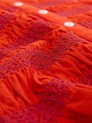 紅色 - Shirred Sleeveless Button Through Top - 圖片 7/8