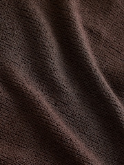 Chocolate Brown Knit Look Asymmetric Short Sleeve Top - Image 7 of 8