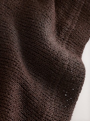 Chocolate Brown Knit Look Asymmetric Short Sleeve Top - Image 8 of 8