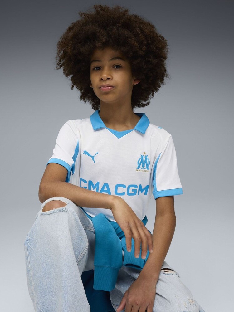 Puma White Olympique Marseille 25/26 Boys Home Jersey - Image 1 of 6