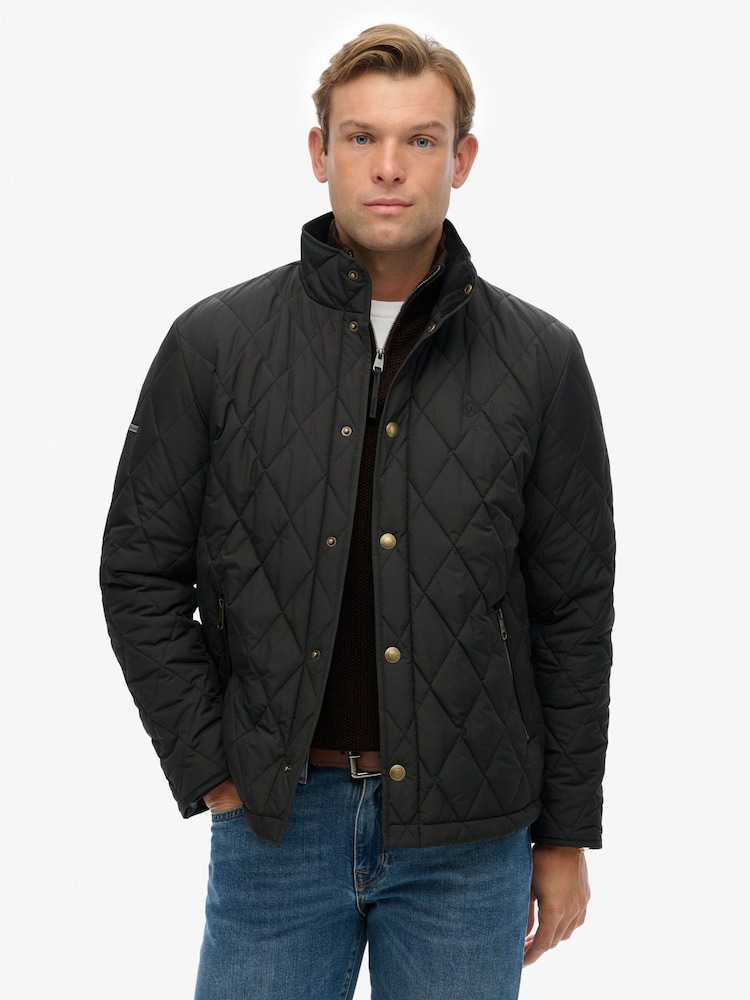 Superdry Black Quilted Estate Country Jacket - Image 1 of 7 Superdry Black Quilted Estate Country Jacket - Image 1 of 7