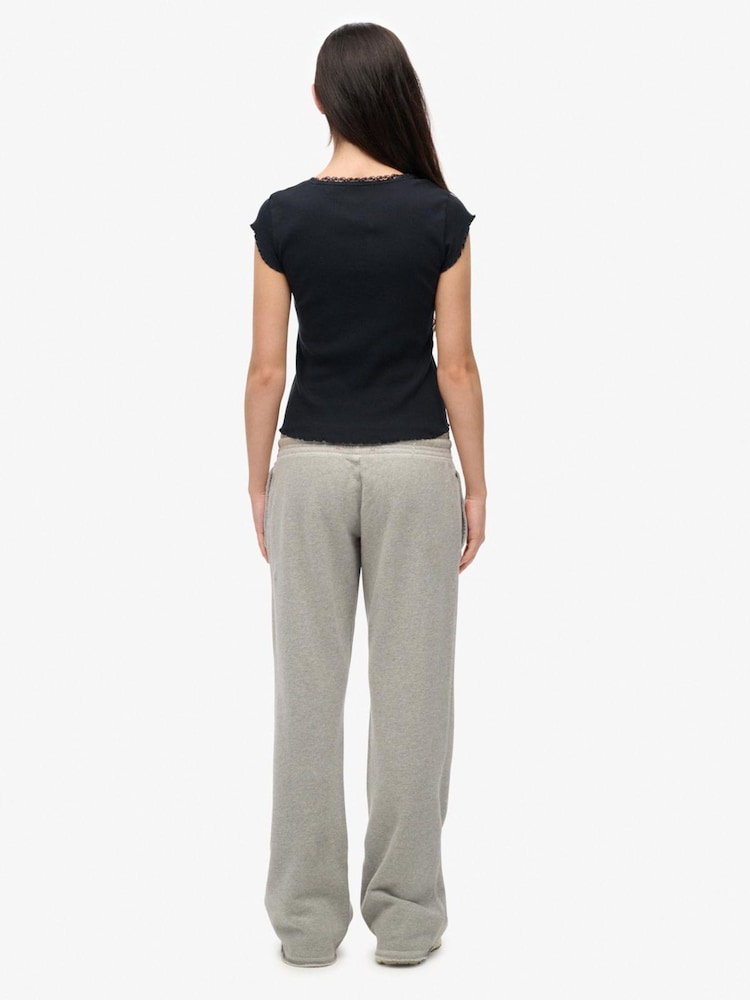 Superdry Grey Athletic Essentials Low Rise Flare Joggers - Image 2 of 8 Superdry Grey Athletic Essentials Low Rise Flare Joggers - Image 2 of 8