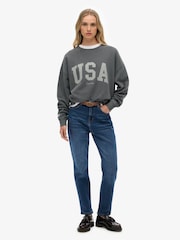 Superdry Grey Athletic Essentials Relaxed Crew Sweat Top - Image 3 of 7
