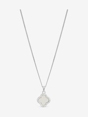 Simply Silver Sterling Silver 925 Cubic Zirconia and Mother of Pearl Clover Pendant - Image 1 of 3