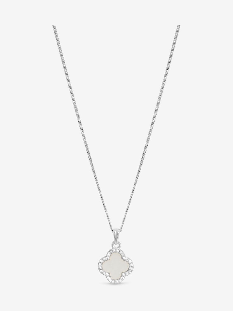 Simply Silver Sterling Silver 925 Cubic Zirconia and Mother of Pearl Clover Pendant - Image 1 of 3 Simply Silver Sterling Silver 925 Cubic Zirconia and Mother of Pearl Clover Pendant - Image 1 of 3
