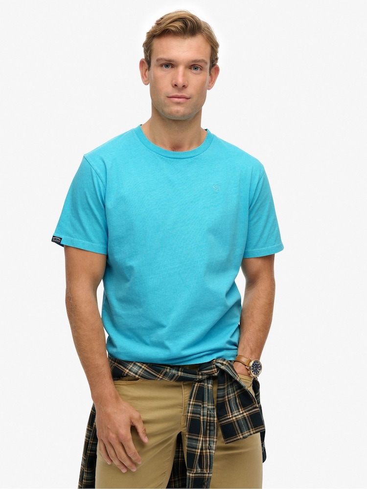 Superdry Blue Essentials Relaxed T-Shirt - Image 1 of 7 Superdry Blue Essentials Relaxed T-Shirt - Image 1 of 7