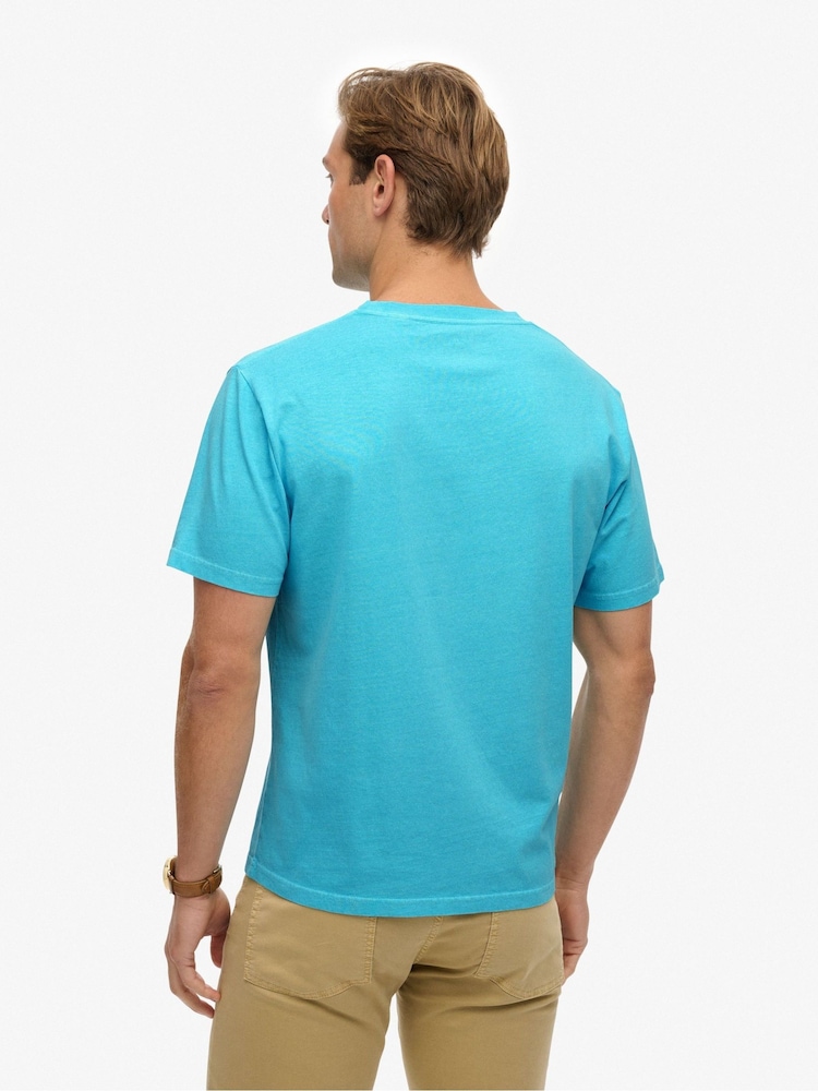 Superdry Blue Essentials Relaxed T-Shirt - Image 2 of 7 Superdry Blue Essentials Relaxed T-Shirt - Image 2 of 7