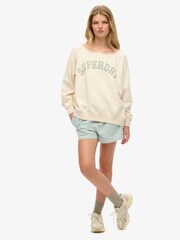 Superdry White Athletic Essentials Bardot Crew Sweat Top - Image 3 of 4