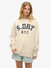 Superdry White Athletic Essentials Slouchy Sweatshirt - Image 1 of 5