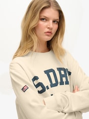 Superdry White Athletic Essentials Slouchy Sweatshirt - Image 4 of 5