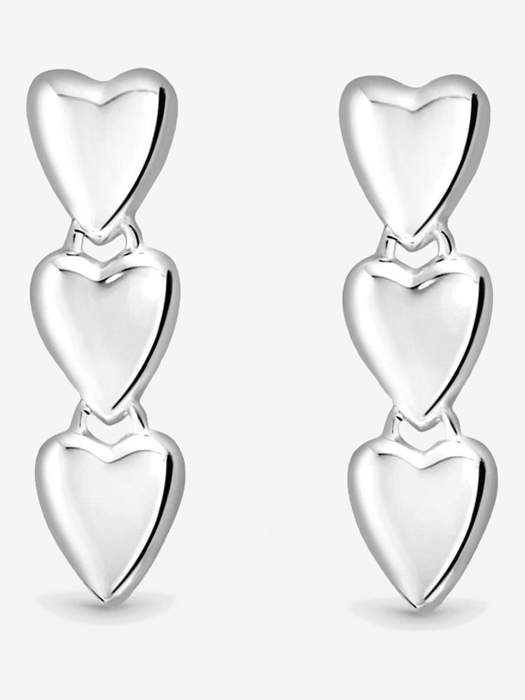 Simply Silver Silver Tone Polished Triple Heart Drop Earrings - Image 1 of 2 Simply Silver Silver Tone Polished Triple Heart Drop Earrings - Image 1 of 2