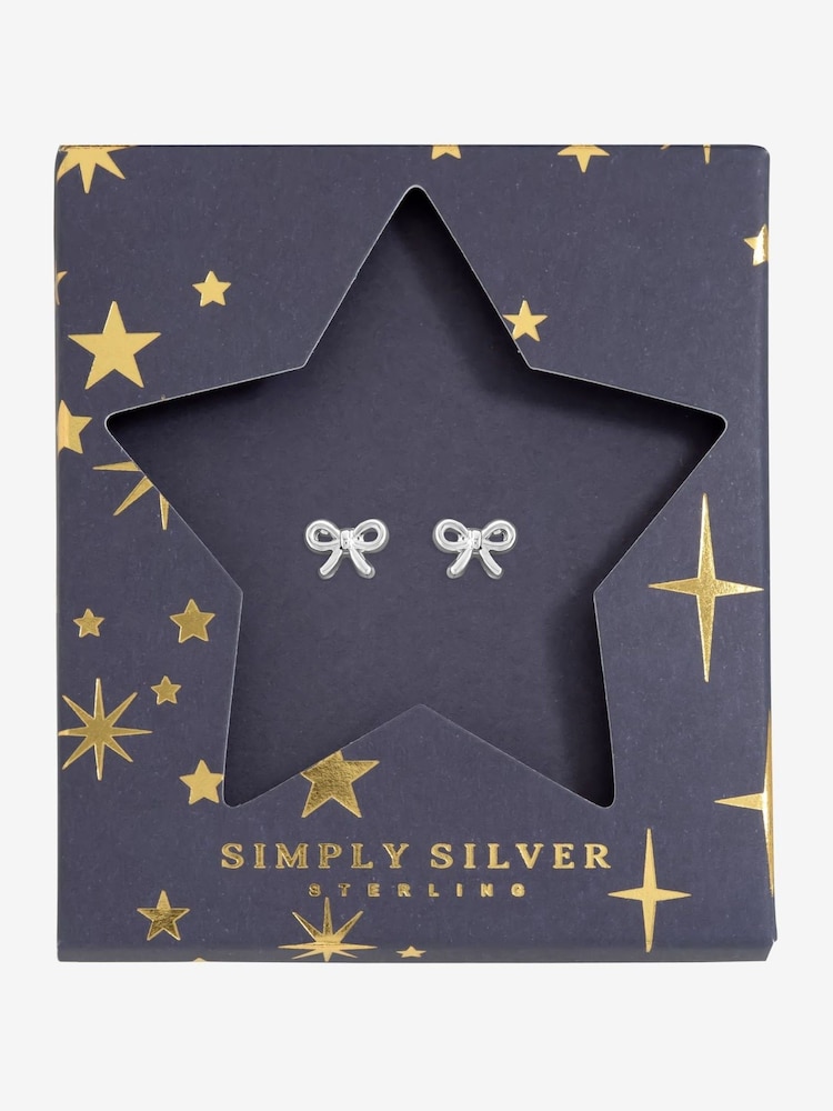 Simply Silver 925 Sterling Silver Polished Bow Earrings - Gift Sleeve - Image 2 of 2 Simply Silver 925 Sterling Silver Polished Bow Earrings - Gift Sleeve - Image 2 of 2