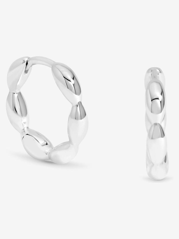 Simply Silver 925 Sterling Silver Polished Pebble Hoop Earrings - Image 1 of 3