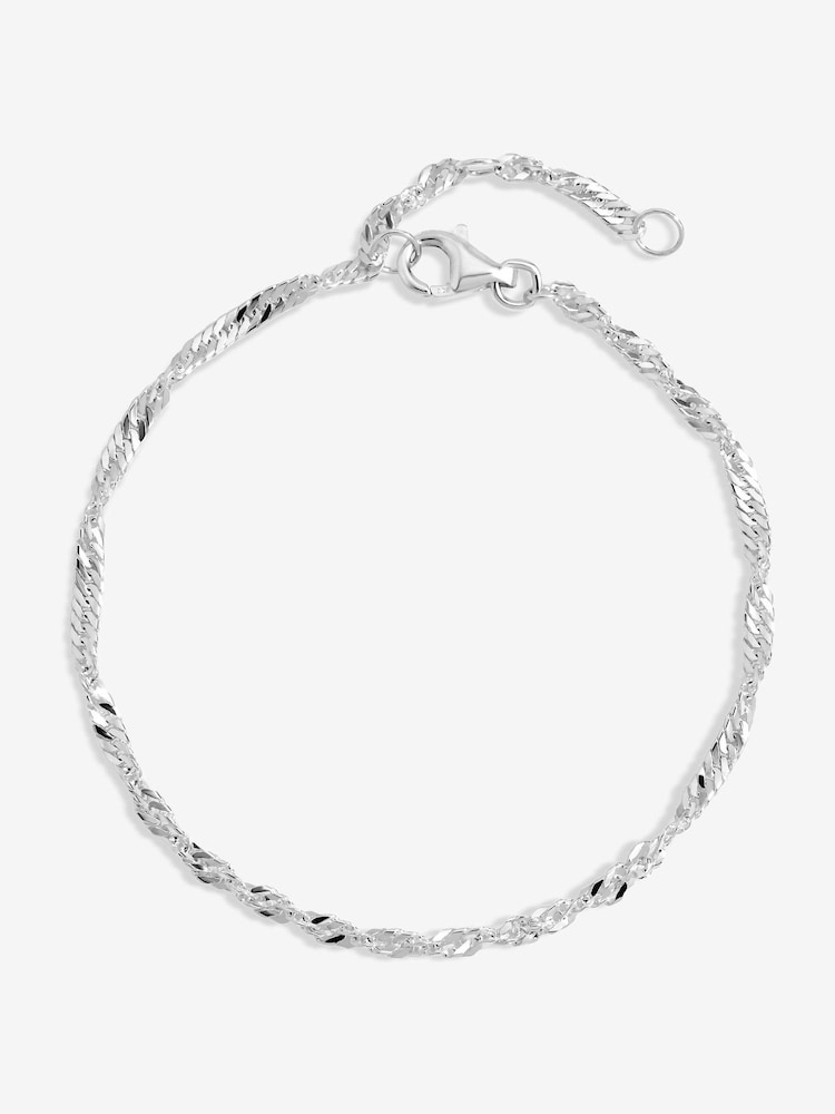 Simply Silver Silver Tone Polished Twist Chain Bracelet - Image 1 of 3 Simply Silver Silver Tone Polished Twist Chain Bracelet - Image 1 of 3