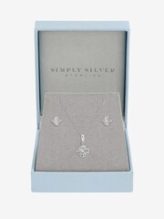 Simply Silver 925 Sterling Silver Polished Diamond Cut Clover Set Gift Box - Image 2 of 4