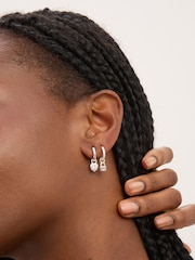 Simply Silver 925 Sterling Silver Polished Padlock Charm Hoop Earrings - Image 3 of 3