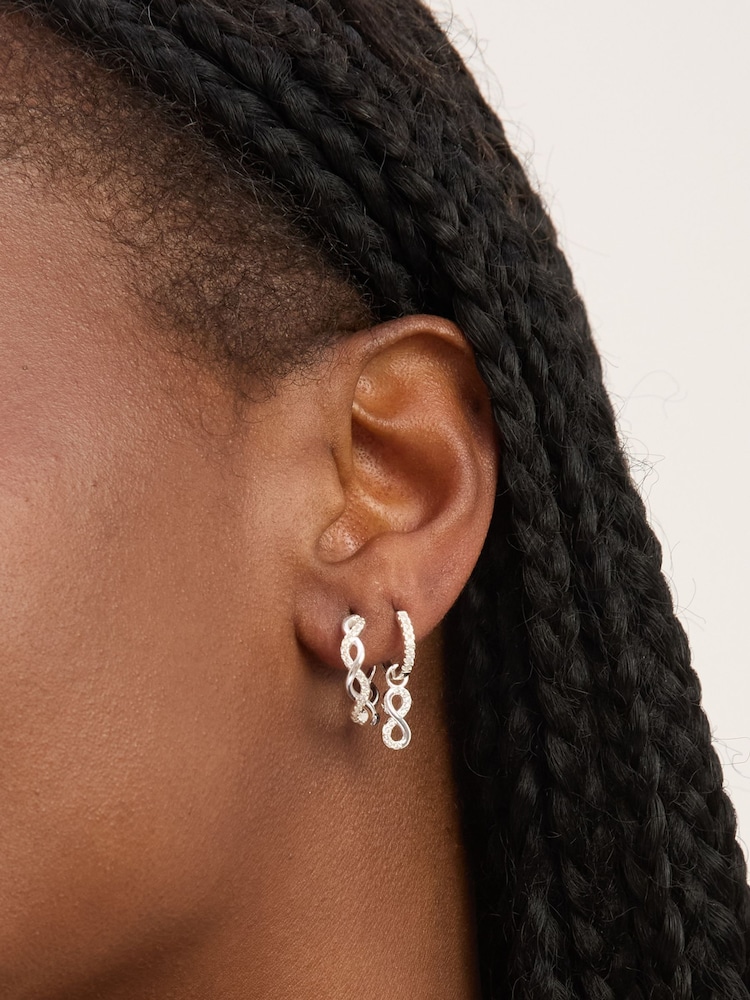 Simply Silver Sterling Silver 925 Pave Infinity Charm Hoop Earrings - Image 1 of 3 Simply Silver Sterling Silver 925 Pave Infinity Charm Hoop Earrings - Image 1 of 3