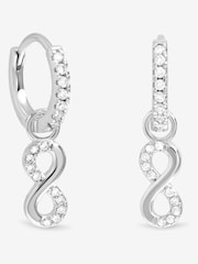 Simply Silver Sterling Silver 925 Pave Infinity Charm Hoop Earrings - Image 3 of 3