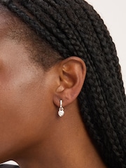 Simply Silver Silver Polished and Cubic Zirconia Heart Besel Hoop Earrings - Image 2 of 3