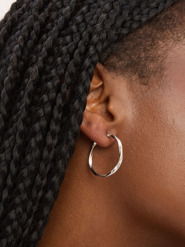 Simply Silver 925 Sterling Silver Polished Medium Twist Hoop Earrings - Image 3 of 3