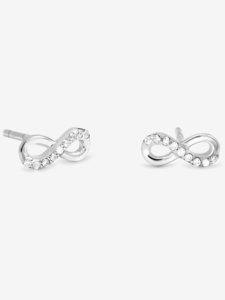 Simply Silver Silver Tone Cubic Zirconia Infinity Gift Cracker Earrings - Image 1 of 3