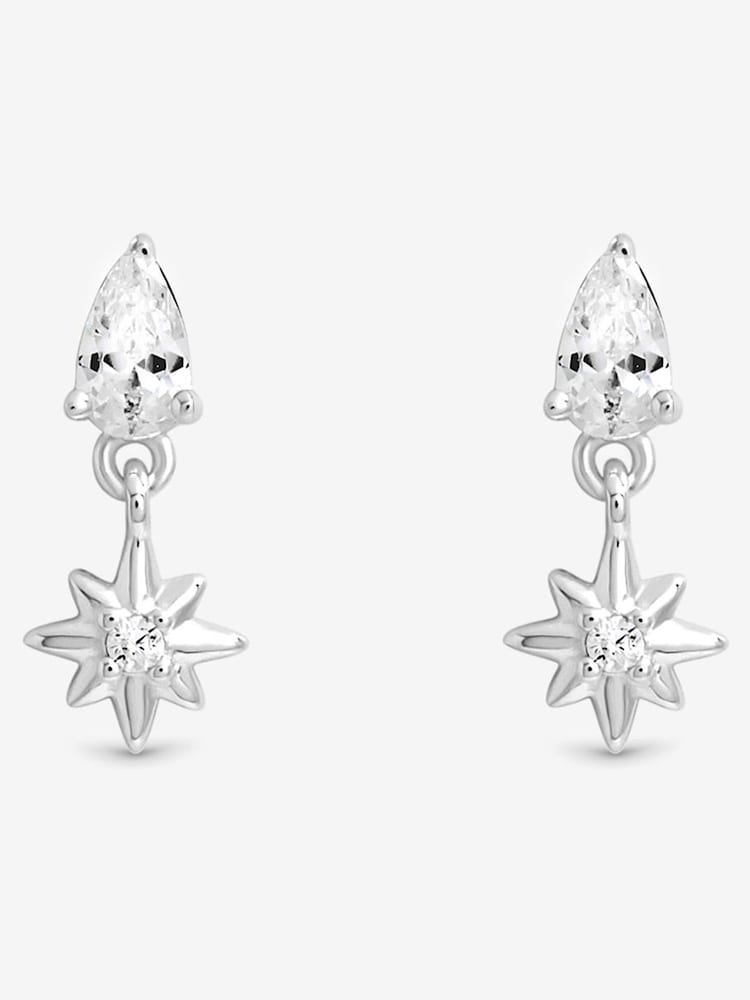 Simply Silver 925 Sterling Silver Cubic Zirconia Celestial Mini Drop Earrings - Image 1 of 2 Simply Silver 925 Sterling Silver Cubic Zirconia Celestial Mini Drop Earrings - Image 1 of 2
