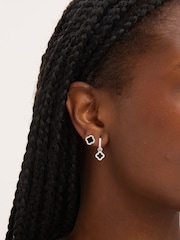 Simply Silver 925 Sterling Silver Pave and Jet Clover Stud Earrings - Image 2 of 2
