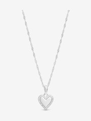 Simply Silver 925 Sterling Silver Pave Heart Pendant Necklace - Image 1 of 4