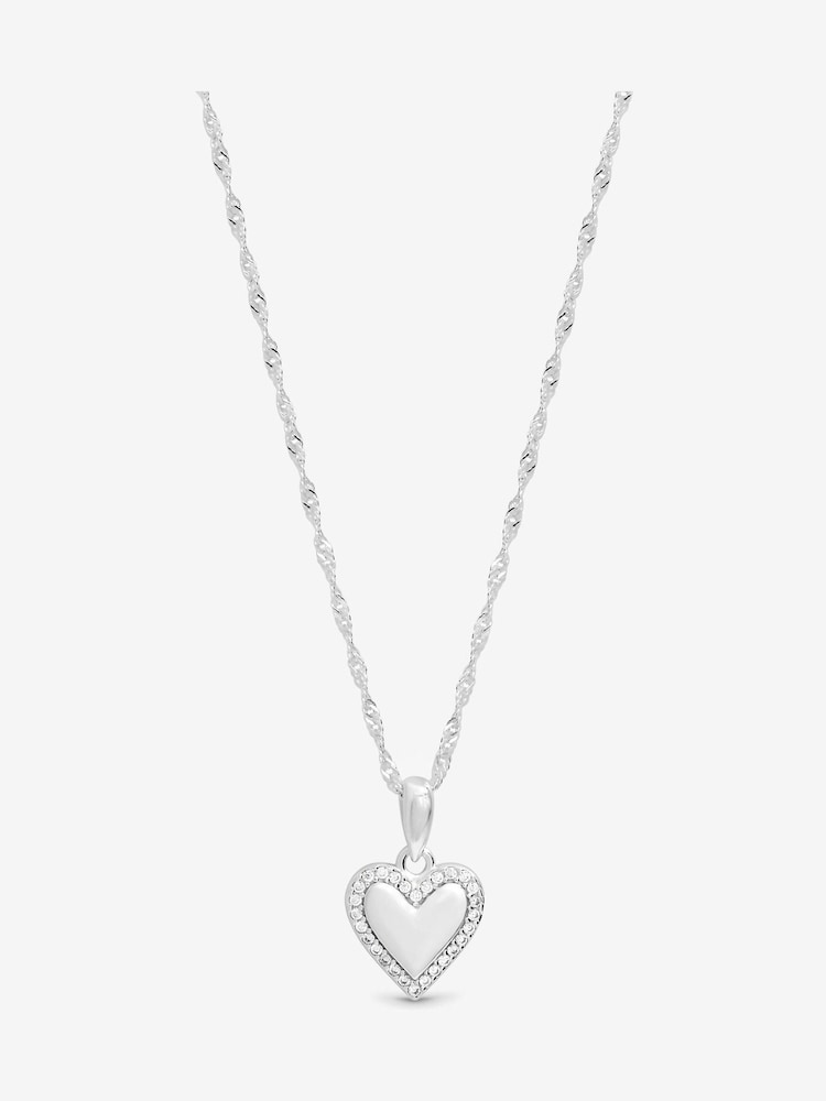 Simply Silver 925 Sterling Silver Pave Heart Pendant Necklace - Image 1 of 4 Simply Silver 925 Sterling Silver Pave Heart Pendant Necklace - Image 1 of 4
