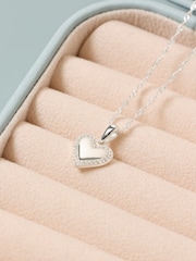 Simply Silver 925 Sterling Silver Pave Heart Pendant Necklace - Image 2 of 4