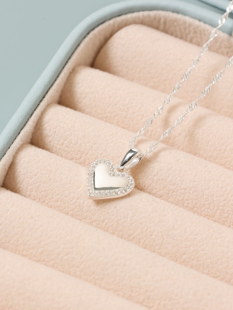 Simply Silver 925 Sterling Silver Pave Heart Pendant Necklace - Image 2 of 4 Simply Silver 925 Sterling Silver Pave Heart Pendant Necklace - Image 2 of 4