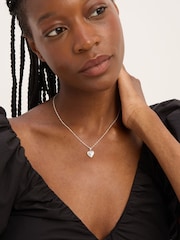 Simply Silver 925 Sterling Silver Pave Heart Pendant Necklace - Image 4 of 4