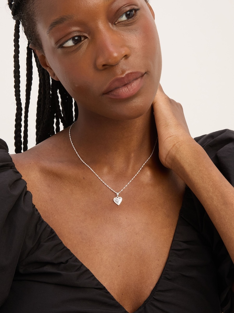 Simply Silver 925 Sterling Silver Pave Heart Pendant Necklace - Image 4 of 4