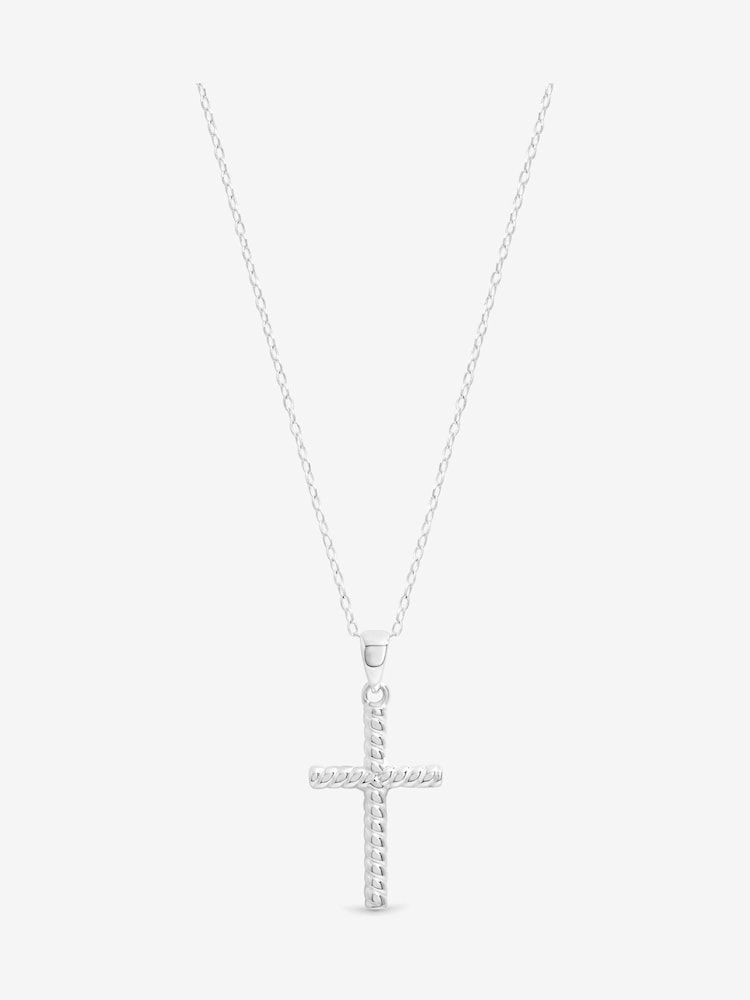 Simply Silver 925 Sterling Silver Polished Ridged Cross Pendant - Image 1 of 2