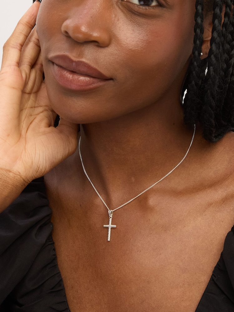 Simply Silver 925 Sterling Silver Polished Ridged Cross Pendant - Image 2 of 2