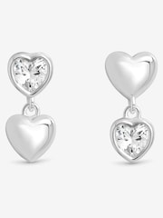 Simply Silver 925 Sterling Silver Cubic Zirconia Heart Drop Earrings - Image 1 of 3