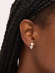 Simply Silver 925 Sterling Silver Cubic Zirconia Heart Drop Earrings - Image 2 of 3