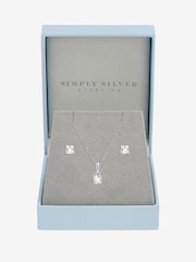 Simply Silver 925 Sterling Silver Cubic Zirconia Cushion Set - Image 1 of 4
