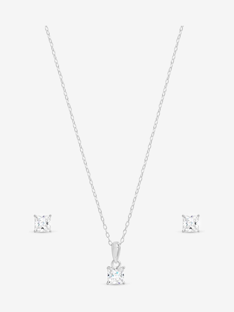 Simply Silver 925 Sterling Silver Cubic Zirconia Cushion Set - Image 2 of 4