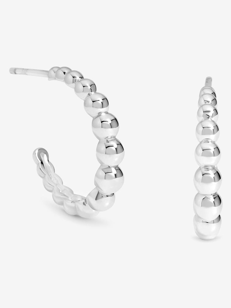 Simply Silver Silver Tone Polished Textured Orb Hoop Earrings - Image 1 of 3 Simply Silver Silver Tone Polished Textured Orb Hoop Earrings - Image 1 of 3