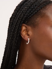 Simply Silver Silver Tone Polished Textured Orb Hoop Earrings - Image 3 of 3