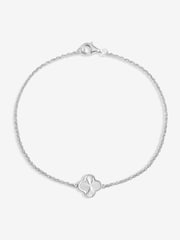 Simply Silver 925 Sterling Silver Polished Diamond Cut Clover Bracelet - Image 1 of 3