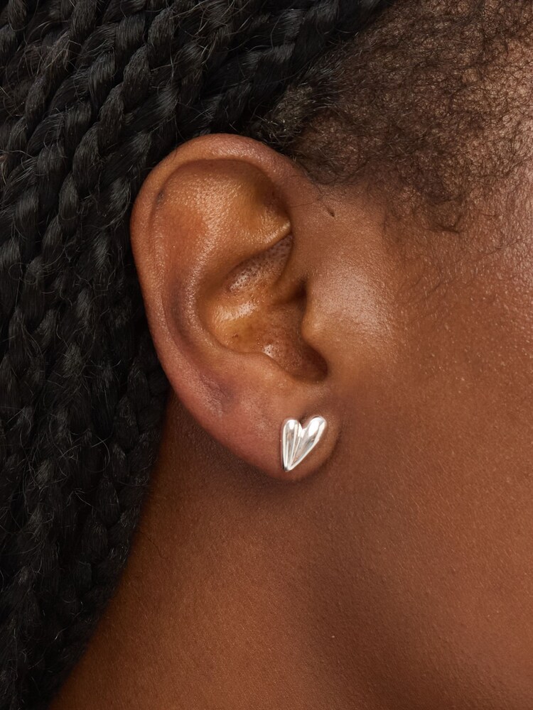 Simply Silver Sterling Silver 925 Polished Nugget Heart Stud Earrings - Image 3 of 3