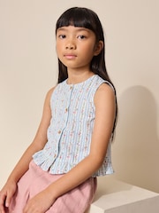 Blue Ditsy Stripe Sleeveless Waistcoat (3-16yrs) - Image 1 of 3