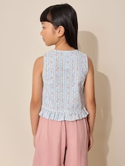 Blue Ditsy Stripe Sleeveless Waistcoat (3-16yrs) - Image 2 of 3
