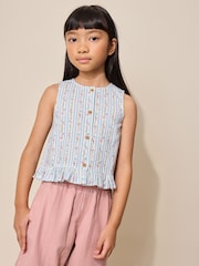 Blue Ditsy Stripe Sleeveless Waistcoat (3-16yrs) - Image 3 of 3