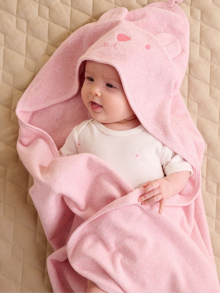 Purebaby Pink Essential Bear Towel - Image 5 of 5