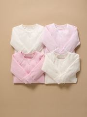 Purebaby Pale Pink Bear Zip Sleepsuits 4 Pack - Image 2 of 6