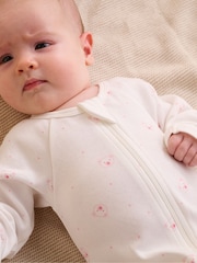 Purebaby Pale Pink Bear Zip Sleepsuits 4 Pack - Image 6 of 6