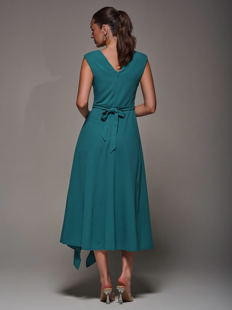 Jolie Moi Green Frill Detail Wrap Dress - Image 2 of 6 Jolie Moi Green Frill Detail Wrap Dress - Image 2 of 6